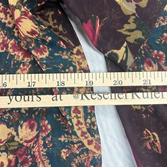 Chaps Womens Sheer Floarl 3/4 Sleeve Tunic Blouse Size Small - Picture 6 of 7